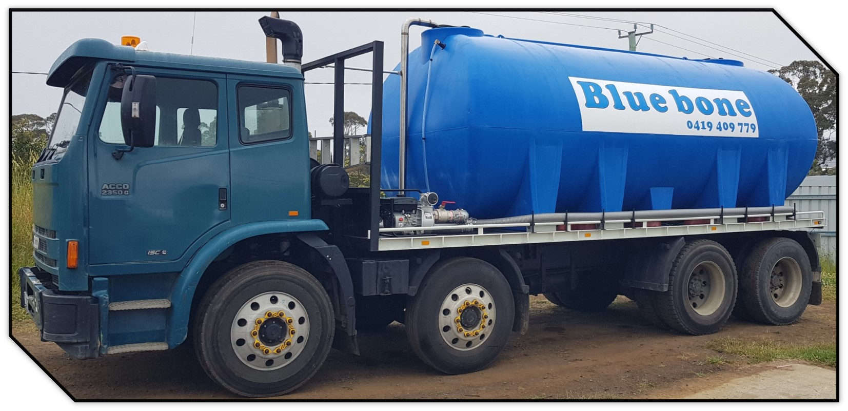 Picture of blue water truck